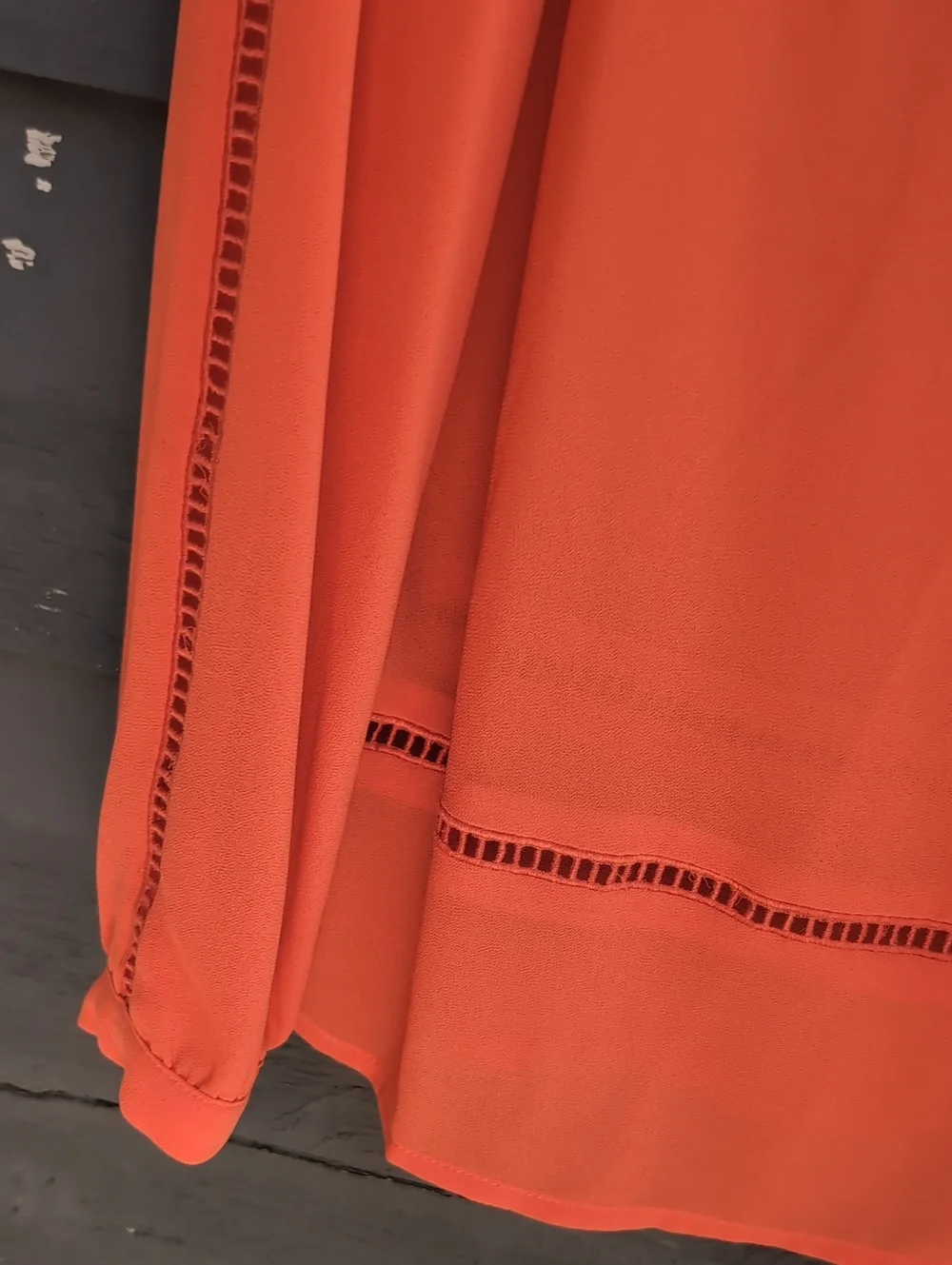 Michael Kors Classic Orange V-Neck Long Sleeve Blouse Size Large